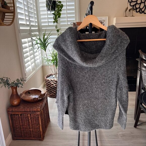 H&M Sweater Womens Size XS Gray Cowl Neck Alpaca Blend Long Sleeve Natural - Picture 14 of 14
